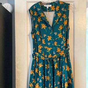 Miss Lulo Retro Midi Dress with Lily and Bee Print